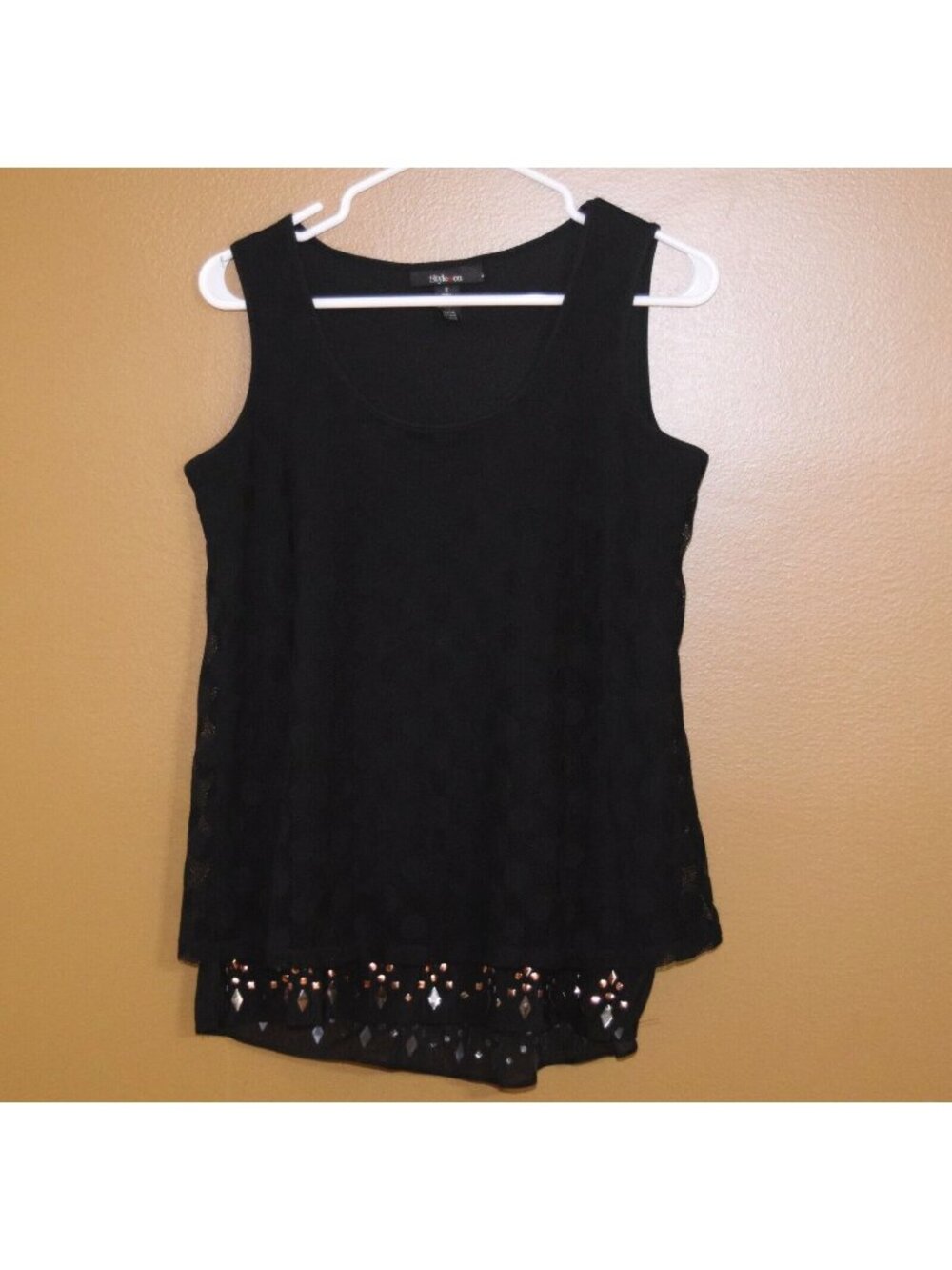 Style & Co Women's Sz S Lace Tiered Tank Blouse